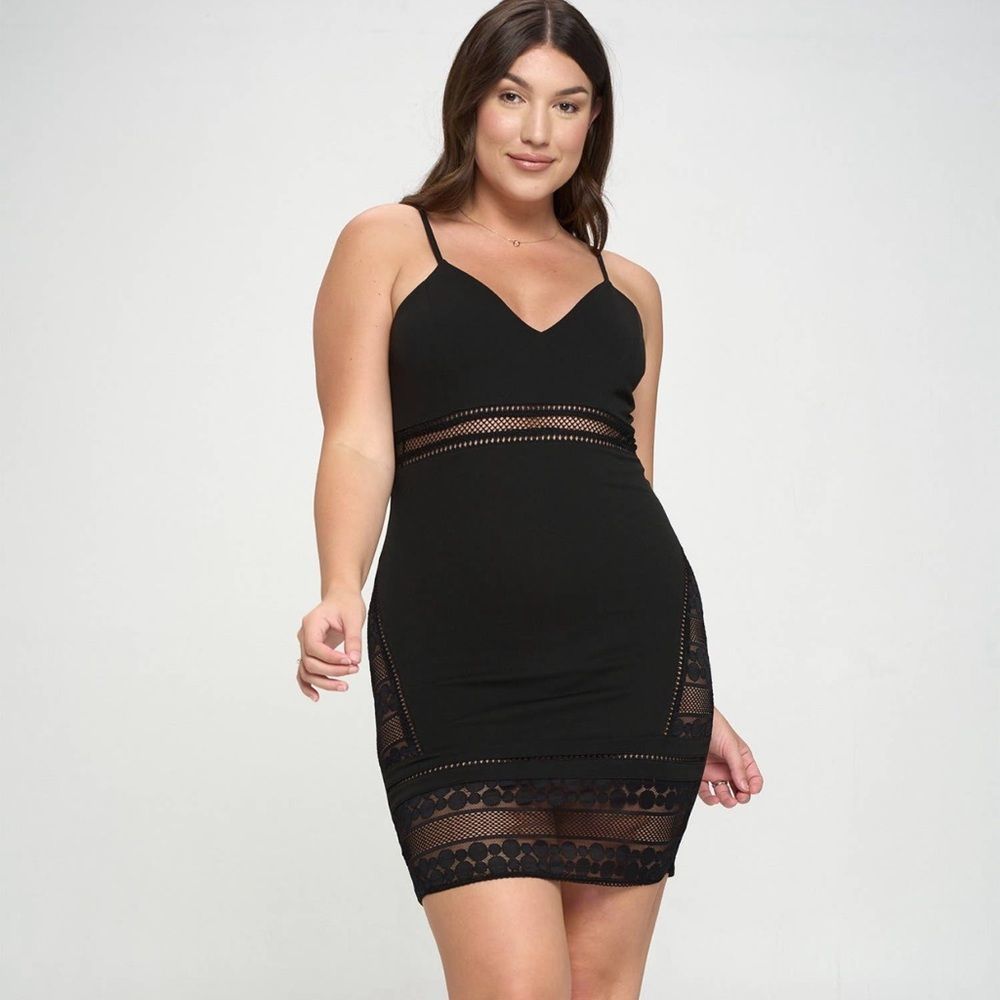 Black Dress Mini / Midi Dress 1X 2X  3X Lace Details